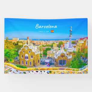 Banderoles Barcelone, Espagne - Parc Guell Mosaïque Gaudi