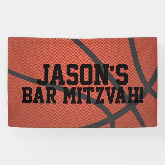 Banderoles Barre de basketball personnalisée Mitzvah (Horizontal)