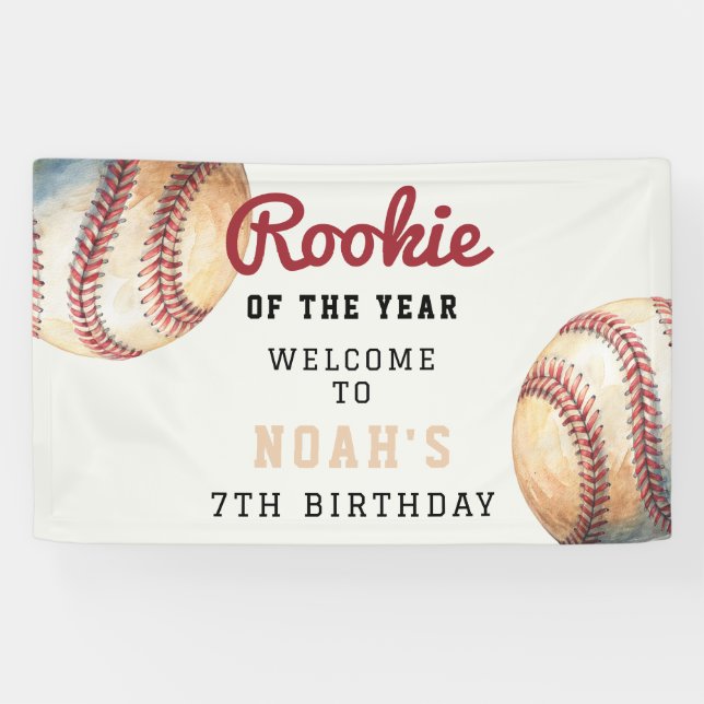 Banderoles Baseball Rookie of the Year 7th Birthday Welcome  (Horizontal)