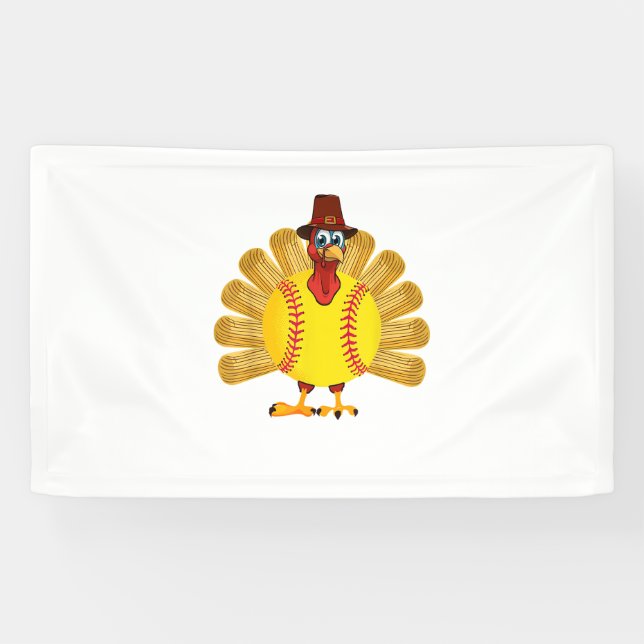Banderoles Baseball Turquie Thanksgiving Softball Turquie Hom (Horizontal)