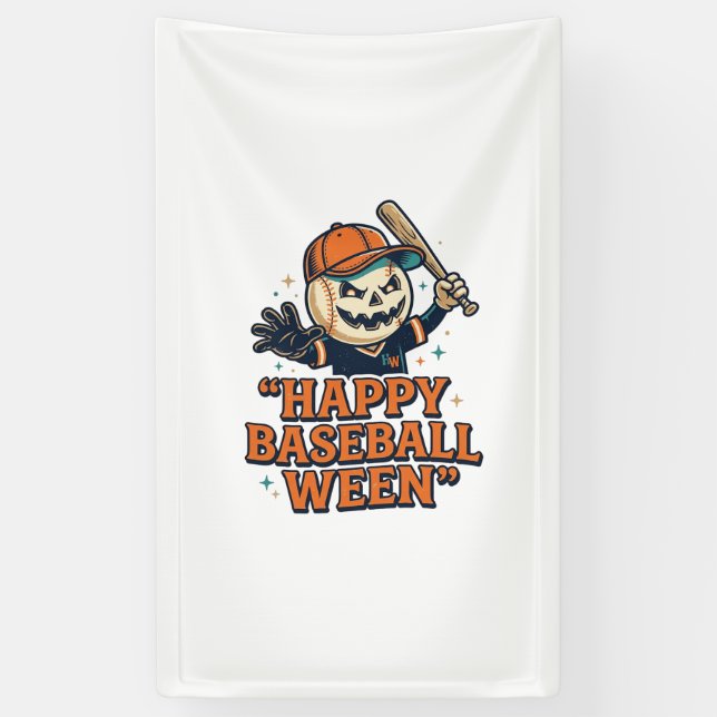 Banderoles Baseball Ween Vintage Halloween Baseball Heureux D (Vertical)
