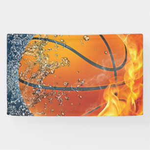 Banderoles Basket-ball à flammes