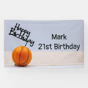 Banderoles Basket-ball avec joyeux anniversaire sur un arriè
