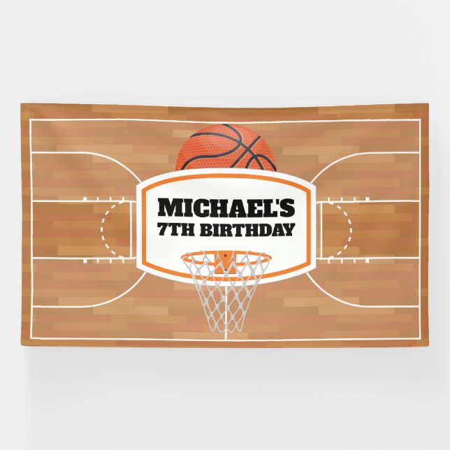 Banderoles Basketball Birthday Banner backdrop (Horizontal)