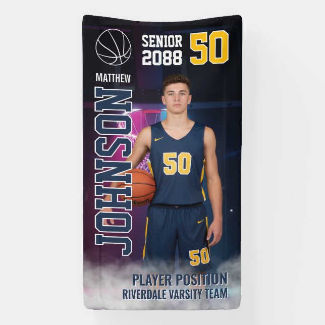 Banderoles Basketball Player High School Senior Night Sports (Verticale)