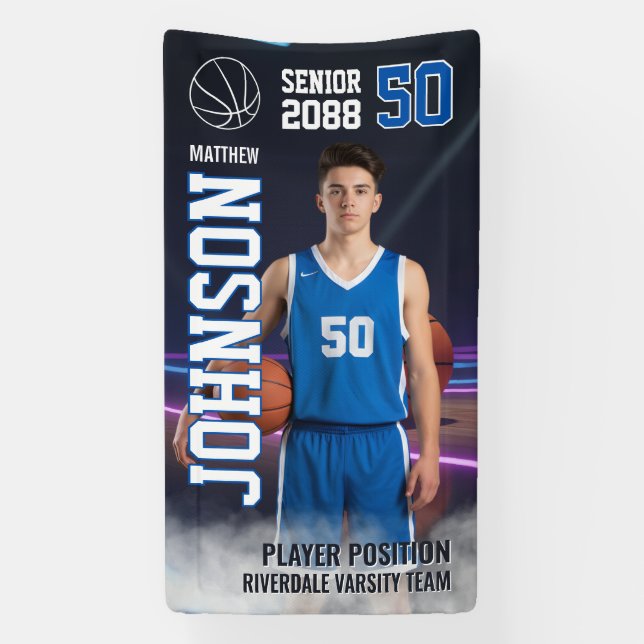 Banderoles Basketball Senior Night Custom Sports Photo (Verticale)