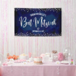 Banderoles Bat mitzvah d'argent de la marine - Parties scinti<br><div class="desc">Soyez fier, réjouissez-vous et présentez cette étape importante de votre Bat mitzvah préféré ! Accrochez cette étonnante bannière moderne, élégante et personnalisée pour ajouter à sa journée spéciale. Un arrière - plan sophistiqué et dramatique de couleur bleu marine est superposé par un script de calligraphie à feuille d'argent et des...</div>