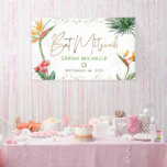 Banderoles Bat mitzvah Tropical Palm Leaf Gold Script Bienven<br><div class="desc">Soyez fier, réjouissez-vous et présentez cette étape importante de votre Bat mitzvah préféré ! Accrochez cette étonnante bannière moderne, élégante et personnalisée pour ajouter à sa journée spéciale. Élégant, étonnant, coloré, oiseaux d'aquarelle tropicale de fleurs de paradis, faux écriture manuscrite or, Star of David et points de parties scintillant, avec...</div>