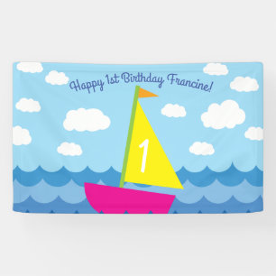 Banderoles Bateau à voile Cute Printemps 1er anniversaire fêt