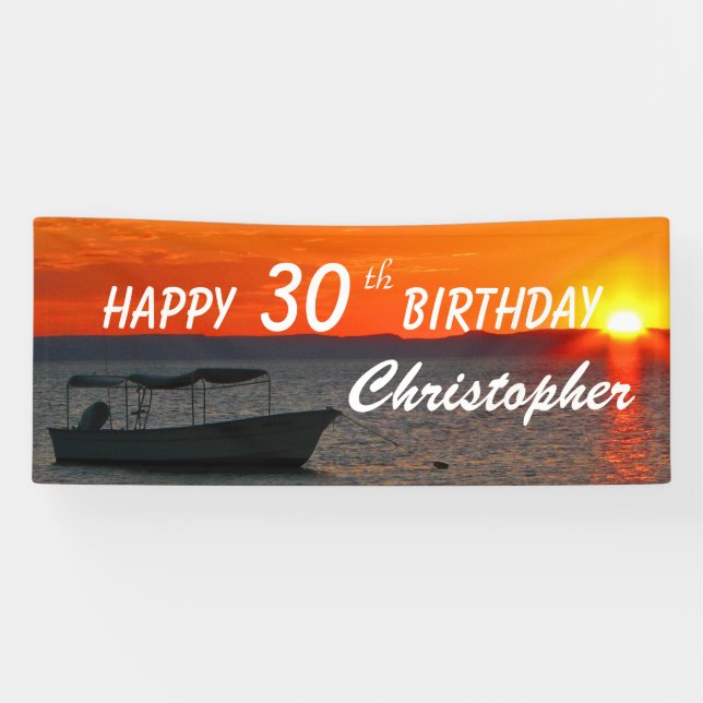 Banderoles Bateau de pêche personnalisé 30e anniversaire (Horizontal)