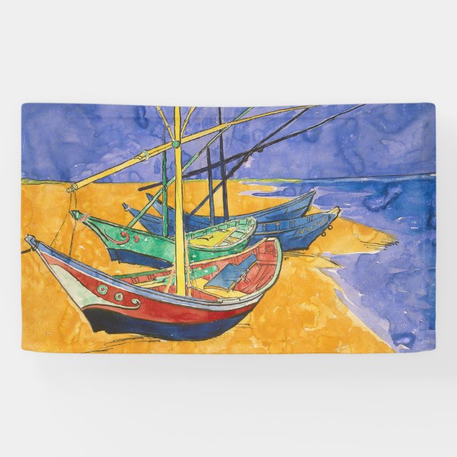 Banderoles Bateaux de Van Gogh Impressionnisme Plage (Horizontal)