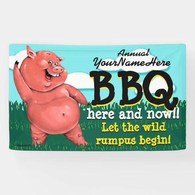 Banderoles BBQ.Barbecue.Pig Roast.Grill.Cookout.Customizable (Horizontal)