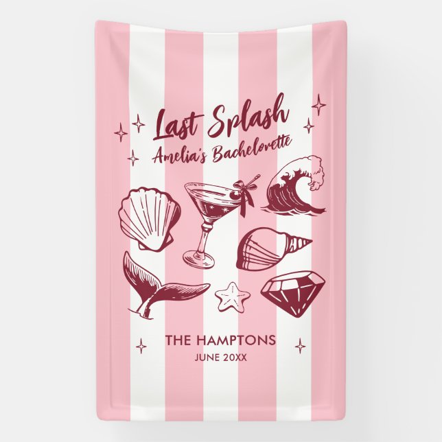 Banderoles Beach Bachelorette Party Dernier Splash Mermaid (Verticale)