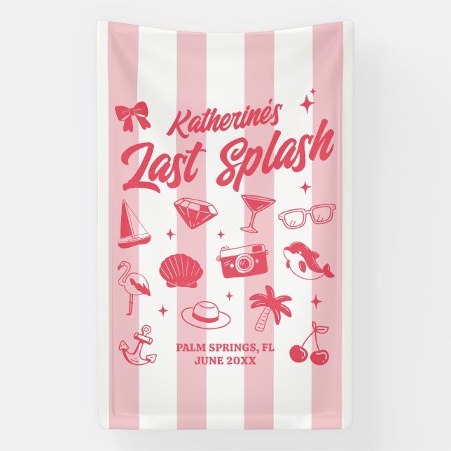 Banderoles Beach Bachelorette Party Le Dernier Splash Custom (Verticale)