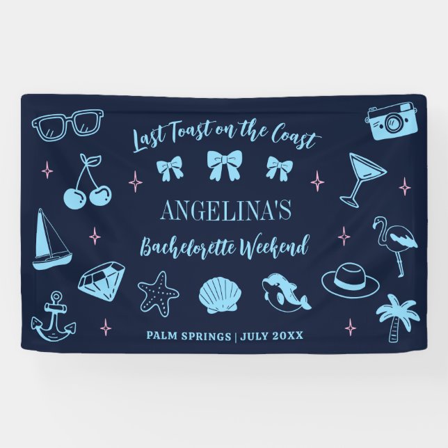 Banderoles Beach Bachelorette Party Welcome Doodle (Horizontal)