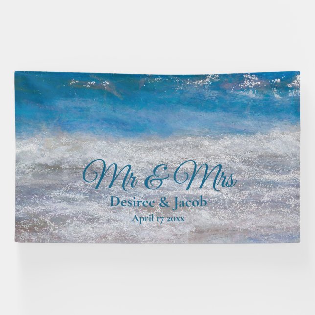Banderoles Beach Blue Tropical Ocean Mariage (Horizontal)