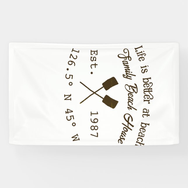Banderoles Beach house ets. Date year custom coordinates add  (Horizontal)