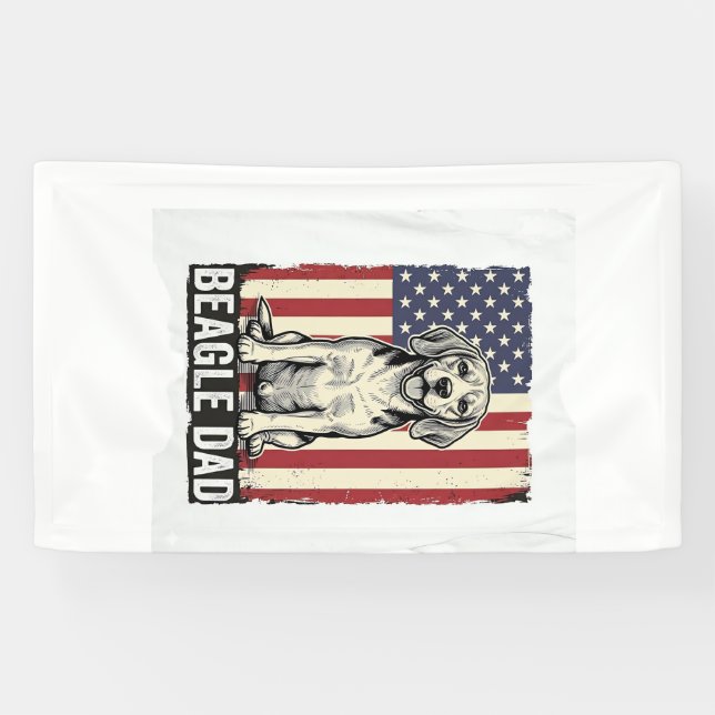 Banderoles Beagle Dad Patriotic Vintage Dog Shirt Design_1 (Horizontal)