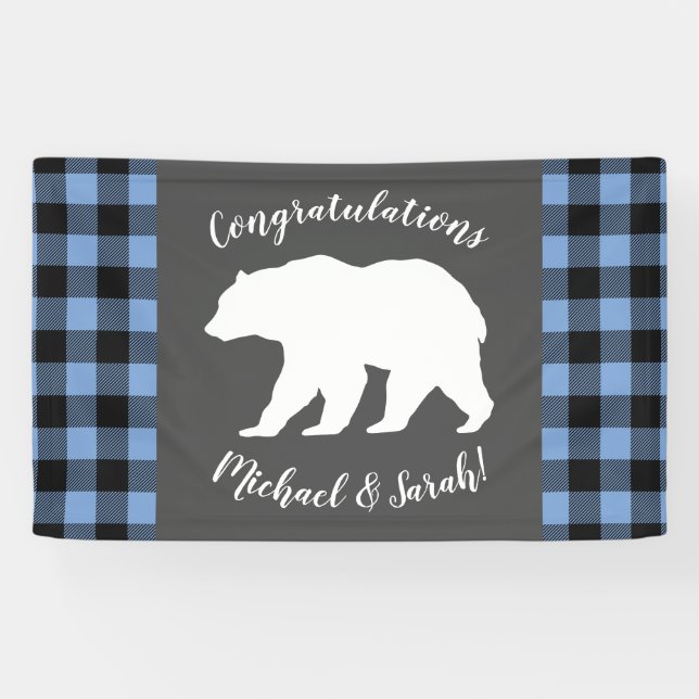 Banderoles Bear Baby shower Garçon bleu (Horizontal)