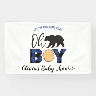 Banderoles Bear bleu Buffalo Plaid Baby shower