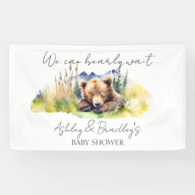 Banderoles Bearly wait mignon ourson baby shower (Horizontal)