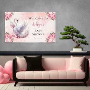 Banderoles Beau Swan rose Floral Baby shower fille