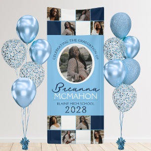 Banderoles Bébé Bleu & Marine 9 Photo Collage Graduation Viny