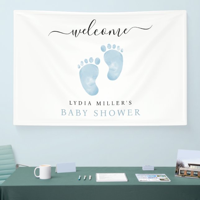 Banderoles Bébé bleu pieds Baby shower Affiche de bienvenue b (Salon professionnel)