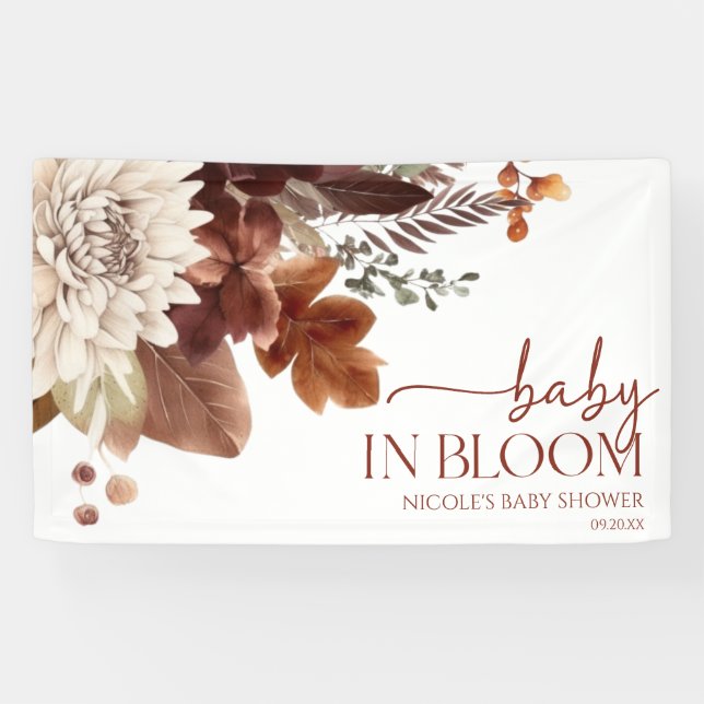 Banderoles Bébé Brown Bourgogne Dans Le Baby shower Floral Fl (Horizontal)
