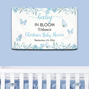 Banderoles Bébé dans le Baby shower Floral Bleu en Fleur