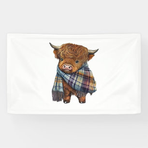 Banderoles Bébé De Vache De West Highland Avec Écharpe Plaid