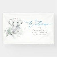 Bébé Eléphant Baby shower bleu Sage Accueil Banniè