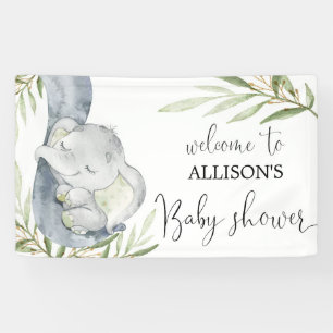 Banderoles Bébé éléphant sexe neutre baby shower arrière-plan