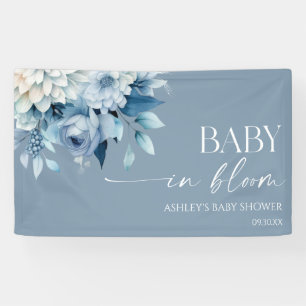 Banderoles Bébé en Fleur Baby Shower Bleu Poussiéreux Floral
