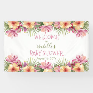 Banderoles Bébé en Fleur Baby shower floral rose tropicale