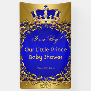 Banderoles Bébé Garçon Shower Royal Bleu Couronne Dorée