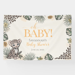 Banderoles Bébé Léopard Mignon Fête Prénatale Jaune