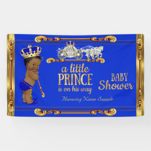 Banderoles Bébé Prince Fête Prénatale Bleu Or Carrosse Ethniq