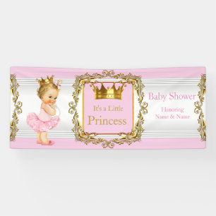 Banderoles Bébé princesse Baby Shower Rose Or Blanc Blonde Bé