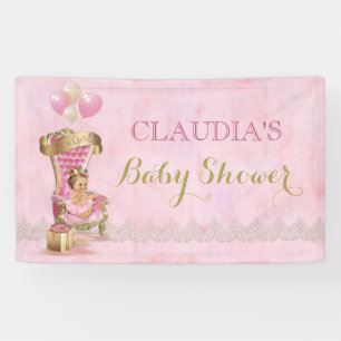 Banderoles Bébé Princesse Couronne or rose Trône royal