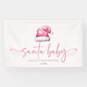 Banderoles Bébé Santa Chapeau Rose Noël Fête de Naissance