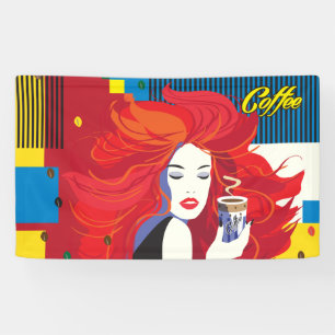Banderoles Belle femme de mode avec l'art de bruit de tasse