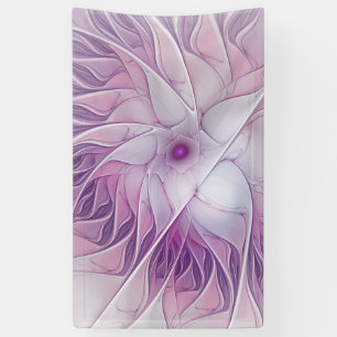 Banderoles Belle Fleur rose moderne Fractal Art Abstrait