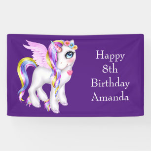 Banderoles Belle licorne avec Rainbow Mane Anniversaire