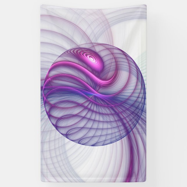 Banderoles Belle Swing Moderne Art Fractal Abstrait Rose (Vertical)