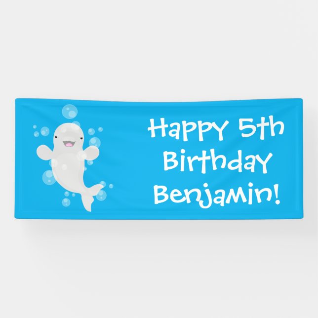 Banderoles Béluga mignon bulles dessin de dessin animé (Horizontal)