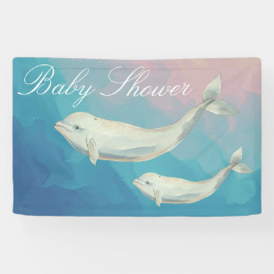 Banderoles Beluga Whale Maman et Baby shower de veau