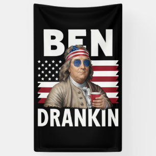 Banderoles Ben Drankin Beer 4 juillet Drapeau Vintage Drôle a