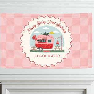 Banderoles Berry First Birday Party Camper fraise