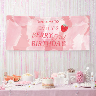 Banderoles Berry First Birthday Banner